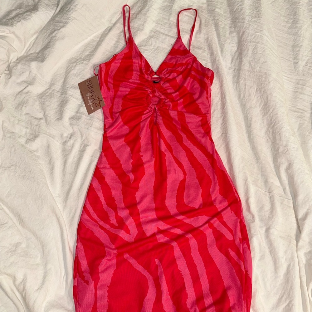 Red and Pink Zebra Print Dress